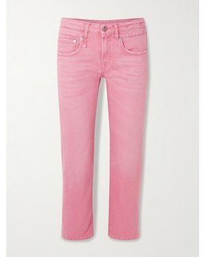 R13 Boy Cropped Distressed Low-Rise Straight-Leg Jeans - Pink