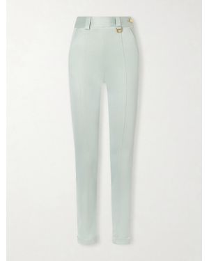 Chloé Cropped Satin-Trimmed Stretch-Jersey Leggings - White