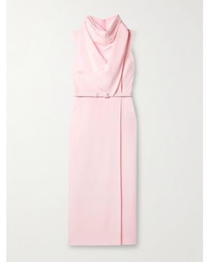 Adam Lippes Midikleid Aus Seiden-Crêpe Mit Raffungen Und Gürtel - Pink