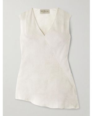 Cortana Dali Asymmetric Silk-Voile Top - Natural