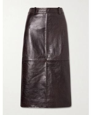 Frankie Shop Taney Midirock Aus Leder Mit Krokodileffekt - Braun