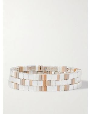 Roxanne Assoulin The Quiet Time Set Of Three-Tone Enamel Bracelets - Natural