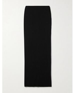 James Perse Ribbed Cotton And Cashmere-Blend Midi Skirt - Black