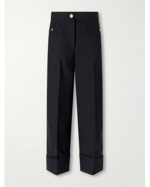 Thom Browne Virgin Wool-Twill Straight-Leg Cropped Pants - Blue