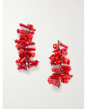 Dries Van Noten Tone Beaded Earrings - Red