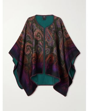 Etro Reversible Paisley-Jacquard Wool-Blend Cape - Green