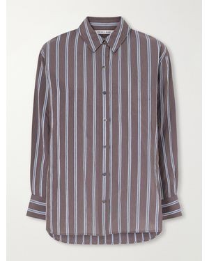 Veronica Beard Lloyd Striped Woven Shirt - Purple