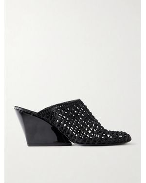 Proenza Schouler Slant 70 Leather-Trimmed Crocheted Mules - Black