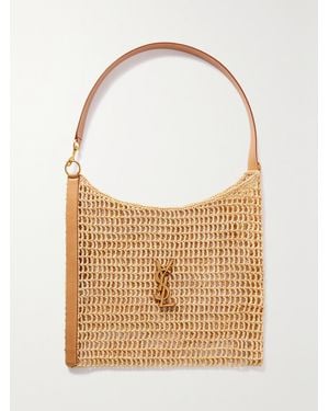 Saint Laurent Oxalis Crochet Raffia Shoulder Bag in Natural
