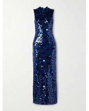 Carolina Herrera Robe Aus Strick Mit Pailletten - Blau