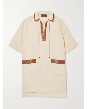 Gucci Kleid Aus Leinencanvas Mit Horsebit, Größe - Natur