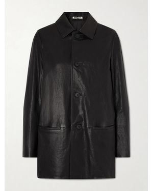 AURALEE Textured-Leather Jacket - Black