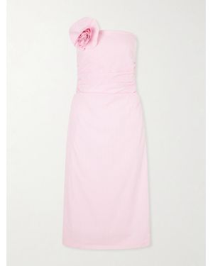BERNADETTE Vera Embellished Gingham Cotton Midi Dress - Pink