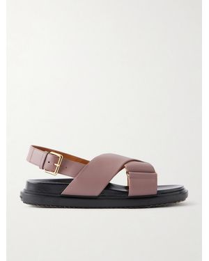 Marni Fussbett Two-Tone Leather Slingback Sandals - Brown