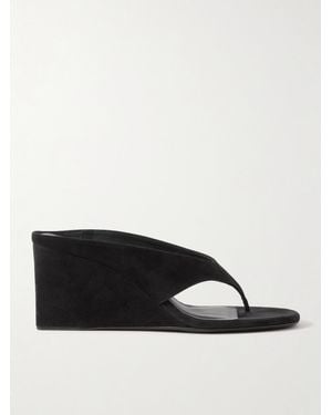 Alaïa Satin Wedge Thong Mules - Black