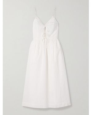 Sea Zora Pleated Cotton-Blend Midi Dress - White