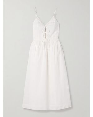 Sea Zora Pleated Cotton-Blend Midi Dress - White
