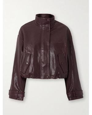 Veronica Beard Bateman Cropped Leather Jacket - Brown