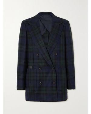 James Purdey & Sons Double-Breasted Checked Wool Blazer - Blue
