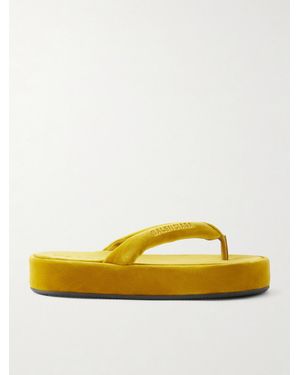 Balenciaga Jet Lag Thong Velvet Sandals - Yellow