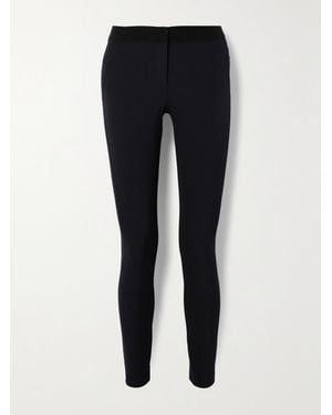 Veronica Beard Grosgrain-Trimmed Stretch-Scuba Leggings - Black