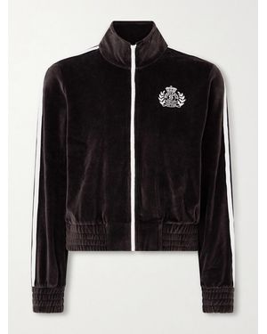 Sporty & Rich Elio Embroidered Cotton-Velour Track Jacket - Black