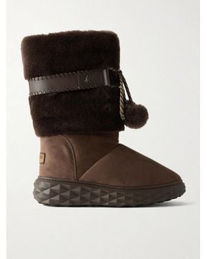 Jimmy Choo Shearling-Trimmed Suede Knee Boots - Black
