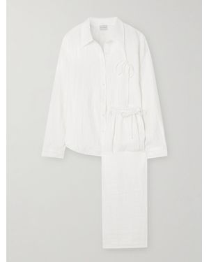 Deiji Studios Tie-Detailed Linen Pyjama Set - White