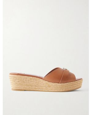 Jimmy Choo Leda Logo-Embellished Leather Platform Espadrilles - Natural