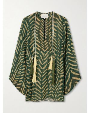 Johanna Ortiz Refugio De Sol Tasselled Printed Recycled Georgette Coverup - Green