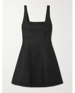 Faithfull the Brand Felice Shirred Linen Mini Dress - Black
