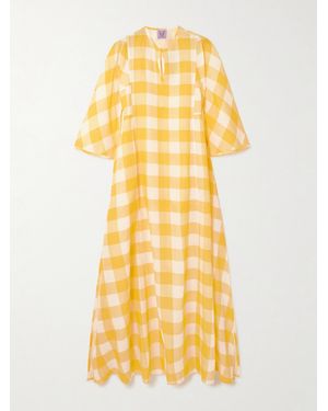 Thierry Colson Rachel Gingham Linen And Cotton-Blend Maxi Dress - Yellow