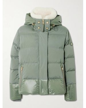 Bogner Maja Hooded Plush-Trimmed Quilted Shell Down Ski Jacket - Green