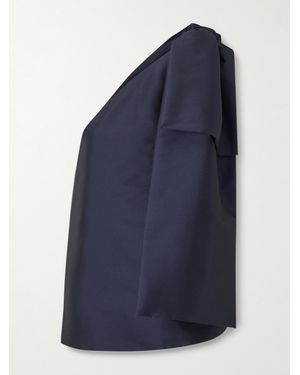 BERNADETTE Winnie One-Shoulder Bow-Detailed Taffeta Top - Blue