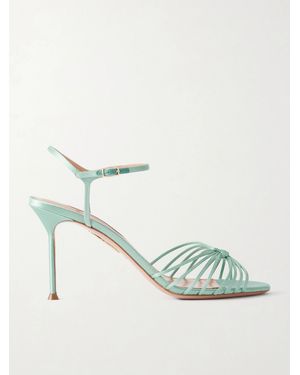 Aquazzura Serenity 85 Knotted Satin Sandals - Metallic