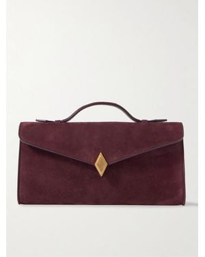 Metier Edge Embellished Suede Clutch - Purple