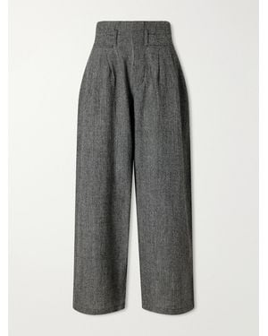 R13 Triple Pleat Brushed Wool-Puppytooth Wide-Leg Pants - Gray