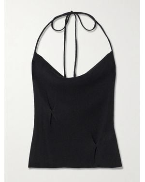 Deiji Studios Fine Knot Recycled Ribbed-Knit Halterneck Top - Black