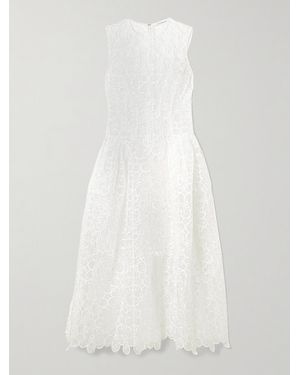 Cecilie Bahnsen Cate Embroidered Tulle Midi Dress - White