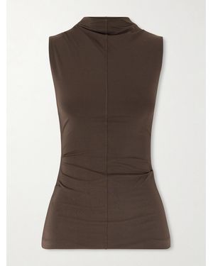 SIR. Matheo Draped Jersey Tank - Brown