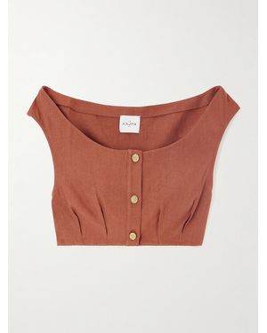 LeKasha Tamra Cropped Organic Linen-Gauze Top - Pink