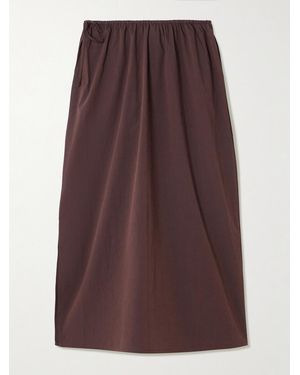 Deiji Studios Mid Day Organic Cotton-Poplin Drawstring Midi Skirt - Brown
