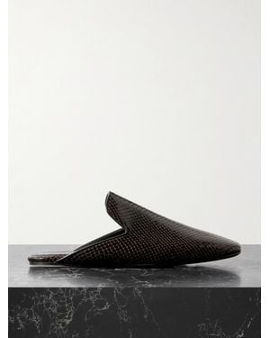 Dries Van Noten Snake-Effect Leather Mules - Black