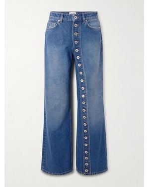 Jean Paul Gaultier Haute Jeanerie Embellished Low-Rise Wide-Leg Jeans - Blue