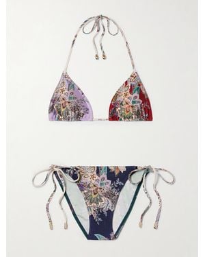 Zimmermann Rhiannon Triangel-Bikini Mit Blumenprint - Blau