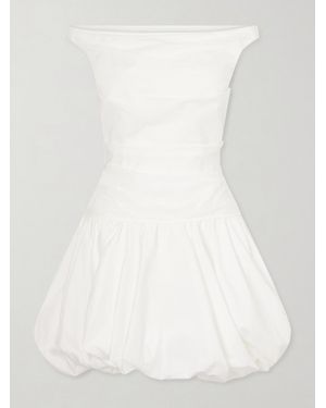 Jonathan Simkhai Salina Ruched Cotton-Blend Poplin Mini Dress - White