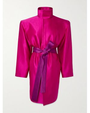 Saint Laurent Manteau En Crêpe De Soie À Ceinture - Rose