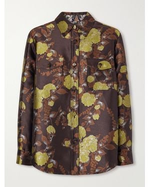 La DoubleJ Better Than Your Boyfriend's Floral-Jacquard Twill Jacket - Metallic