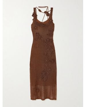 Cult Gaia Pemma Midikleid Aus Strick Mit Applikationen - Braun