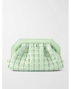 Serapian Secret Mini Embellished Woven Leather Clutch - Green